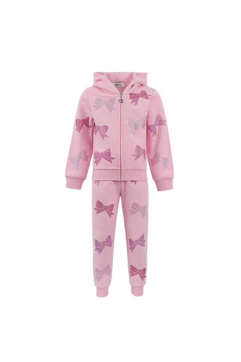 Crystal Bow Jogger Set, Main, color, Pink