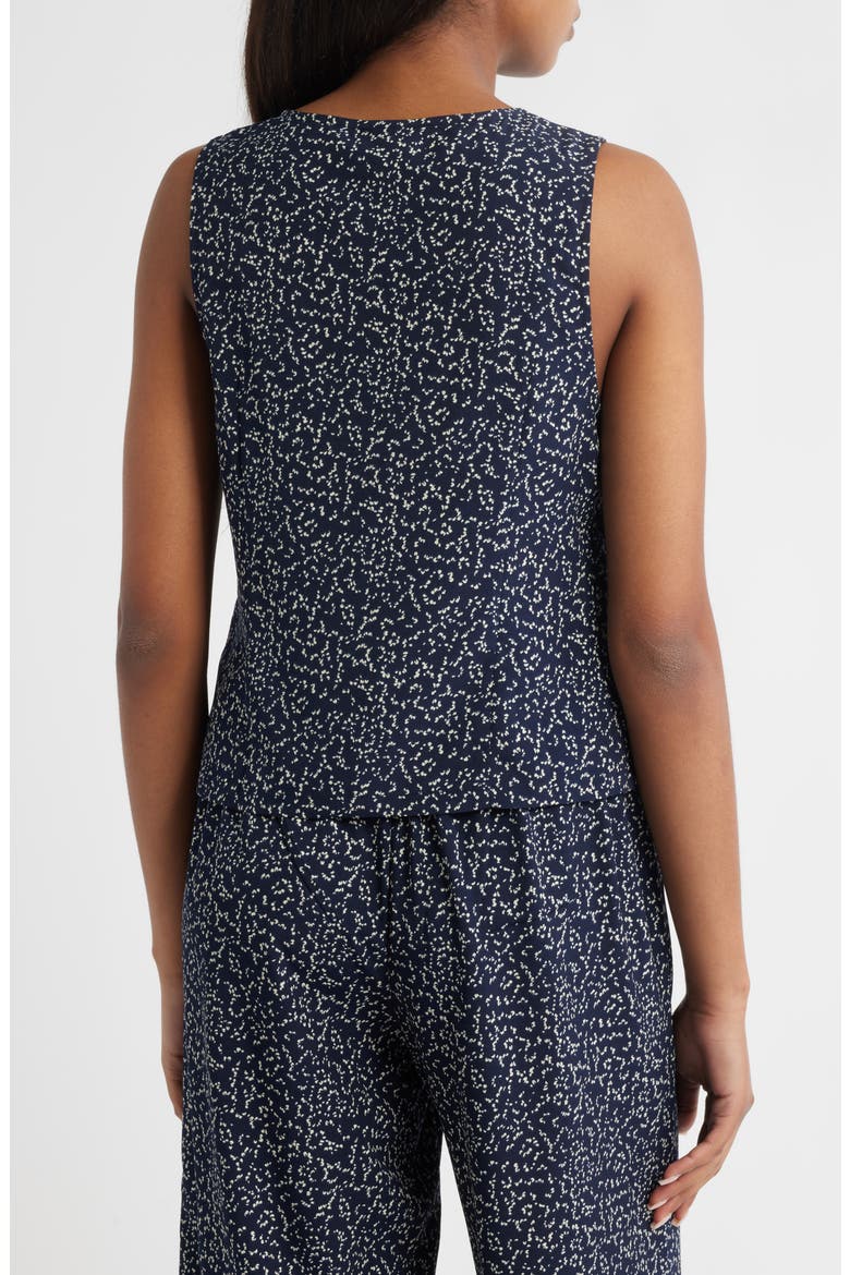 Print Button-Up Vest, Alternate, color, NAVY/ IVORY
