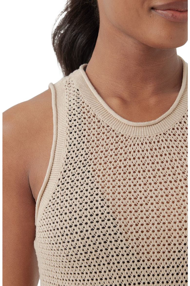 Beachside Linen Crochet Cover-Up Made with Organic Cotton, Alternate, color, Sandshell