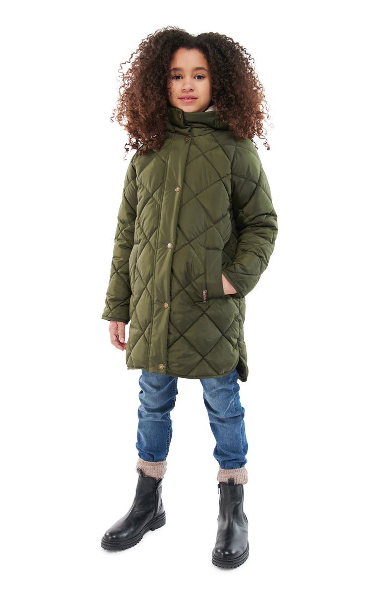 Barbour Kids' Sandyford Quilted Jacket with Faux Fur Lined Hood, Alternate, color, 
