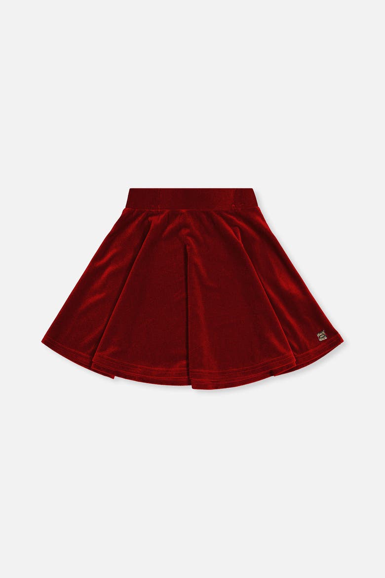 Velvet Elastic Waist Pleated Skirt, Main, color, Rouge