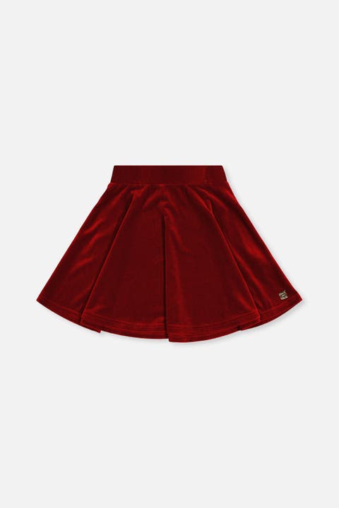 Velvet Elastic Waist Pleated Skirt