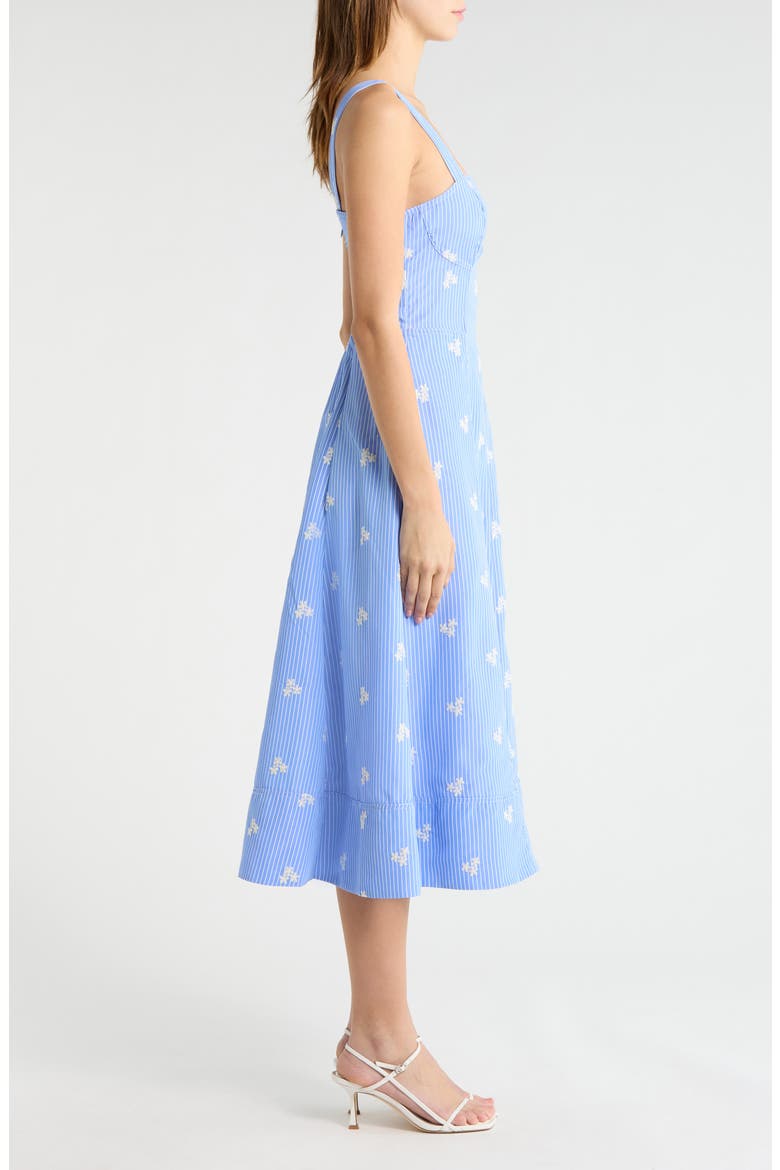 Floral Embroidery Stripe Midi Dress, Alternate, color, BLUE STRIPE