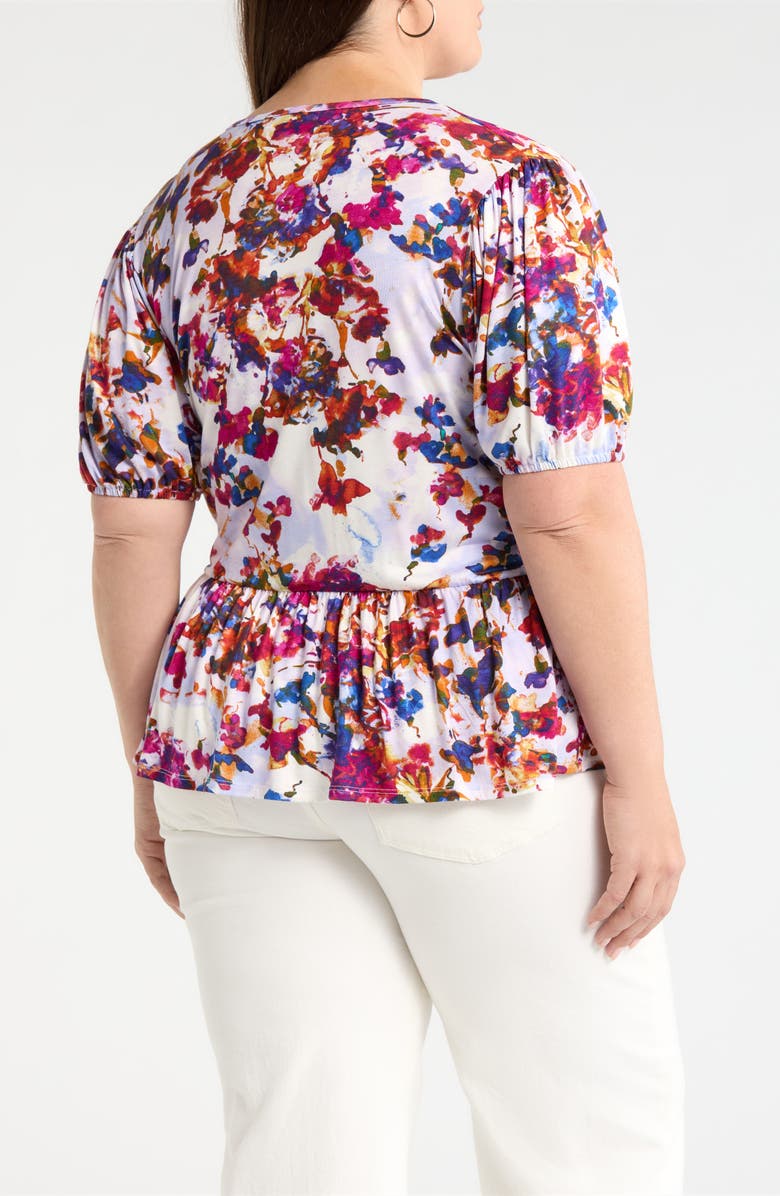 Loveappella Surplice Peplum Top, Alternate, color, Fuchsia/ Violet