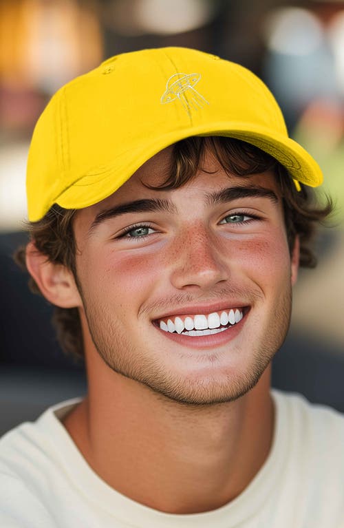 Dalix Ufo Embroidered Adjustable Dad Cap In Gold