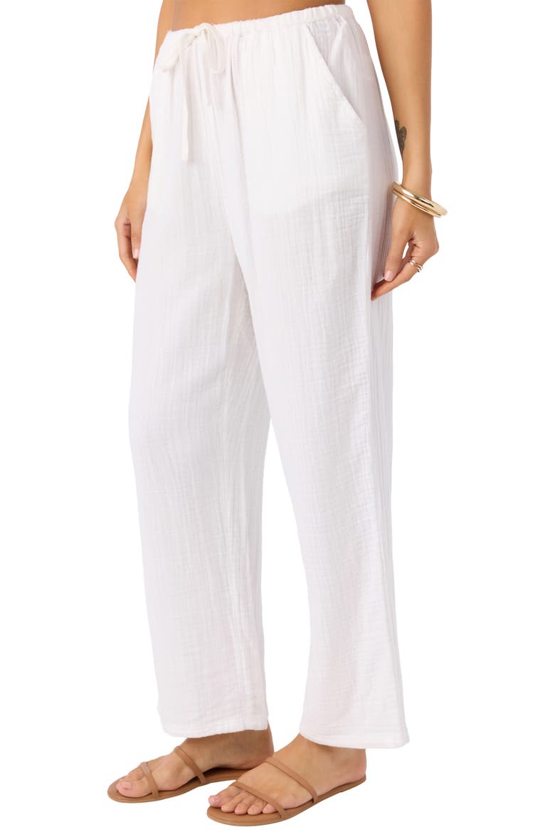 Brenda Cotton Gauze Wide Leg Pants, Alternate, color, WHITE