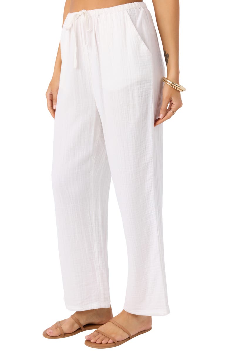 O'Neill Brenda Cotton Gauze Wide Leg Pants, Alternate, color, White