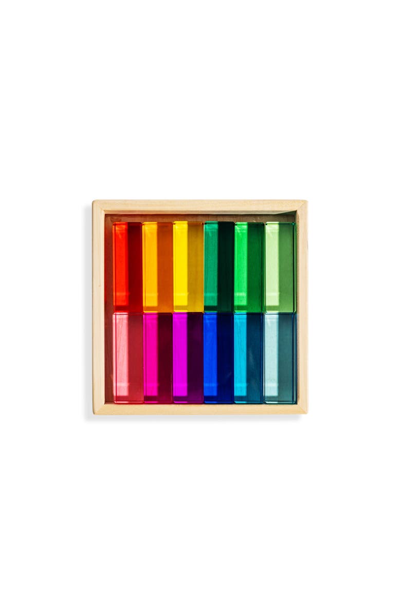 Noa Translucent Rainbow Acrylic Sensory Building Blocks - 12 Pieces, Main, color, Rainbow