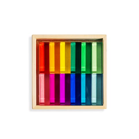 Noa Translucent Rainbow Acrylic Sensory Building Blocks - 12 Pieces