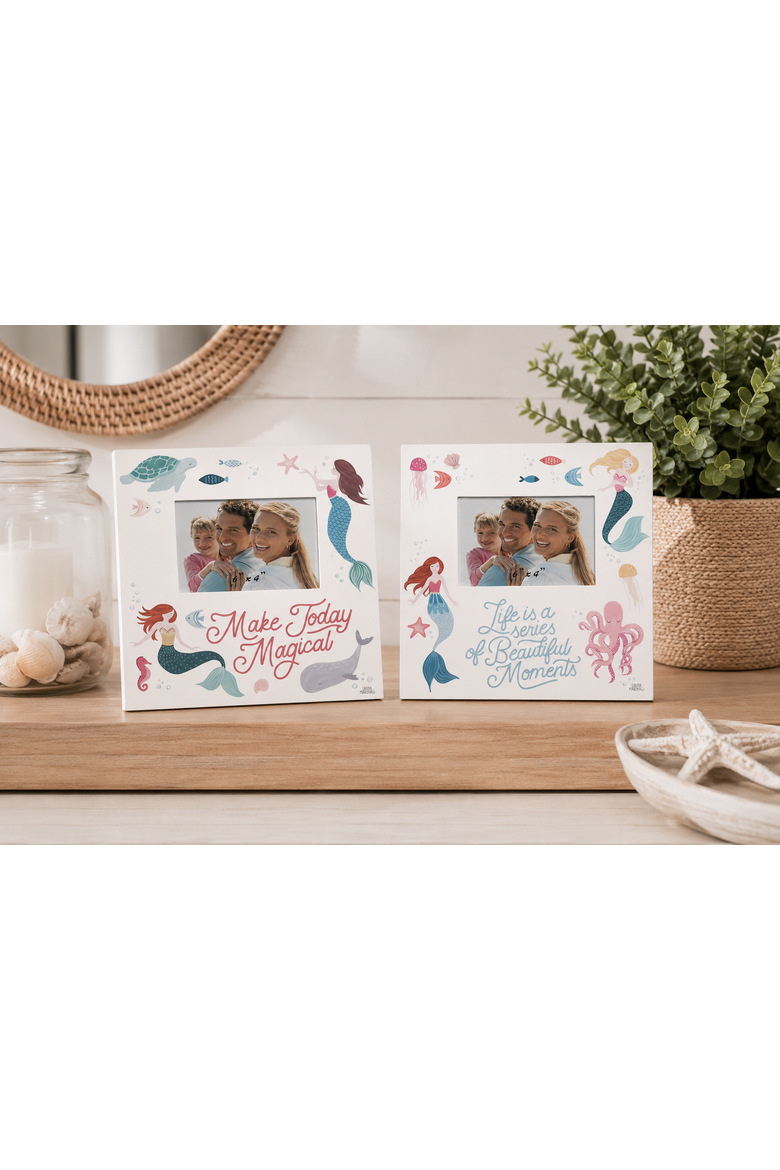 Mermaid Wooden 4x6 Photo Picture Frames Assortment of 2, Alternate, color, White
