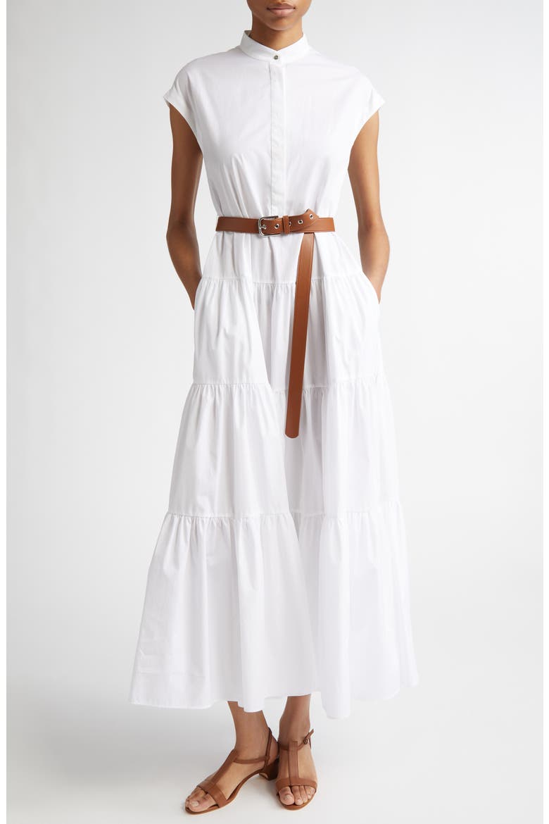 Bairo Cotton Tiered Shirtdress, Alternate, color, OPTICAL WHITE