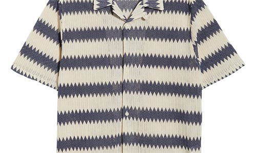 Pacsun Stripe Textured Cotton Blend Camp Shirt In Multi