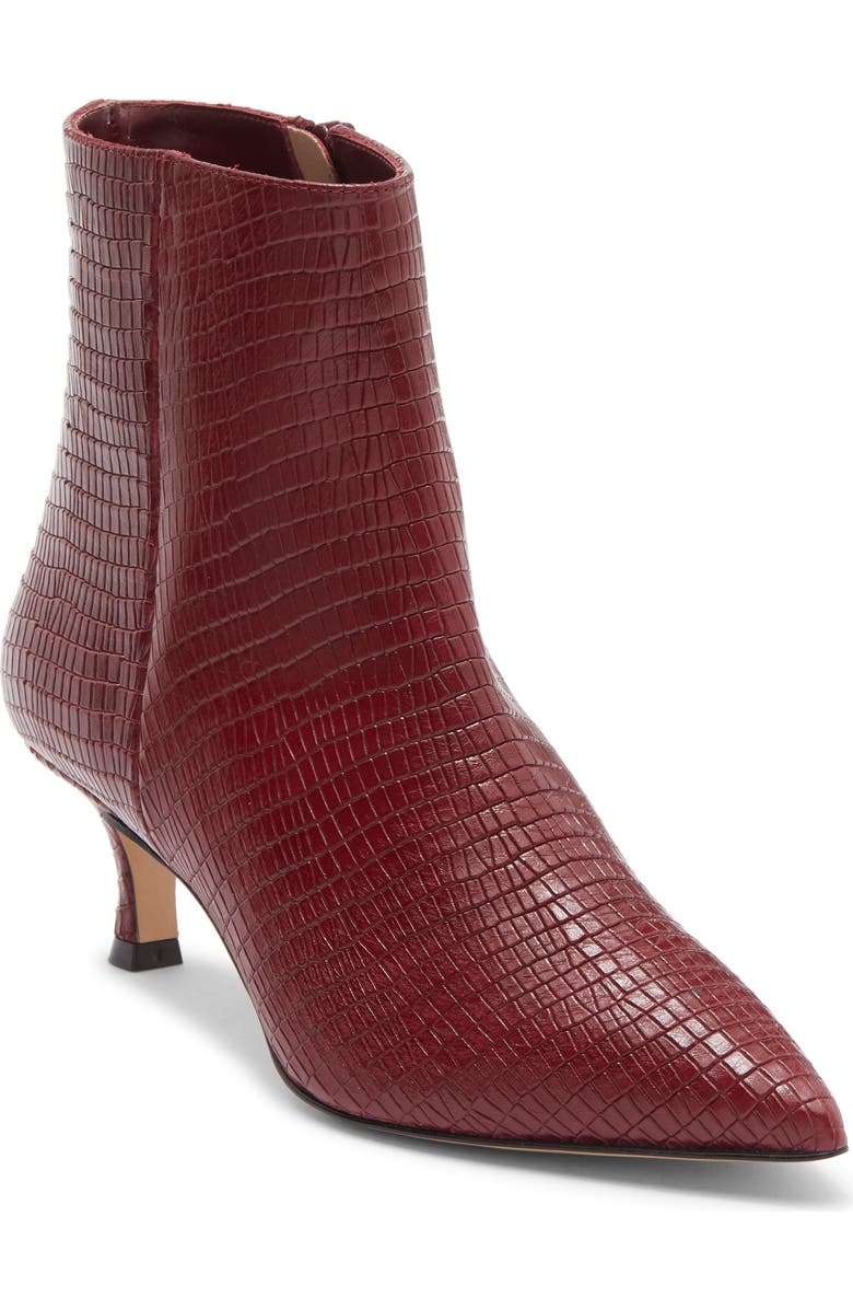 Bruno Magli Nerina Pointed Toe Bootie, Main, color, Bordeaux Snake