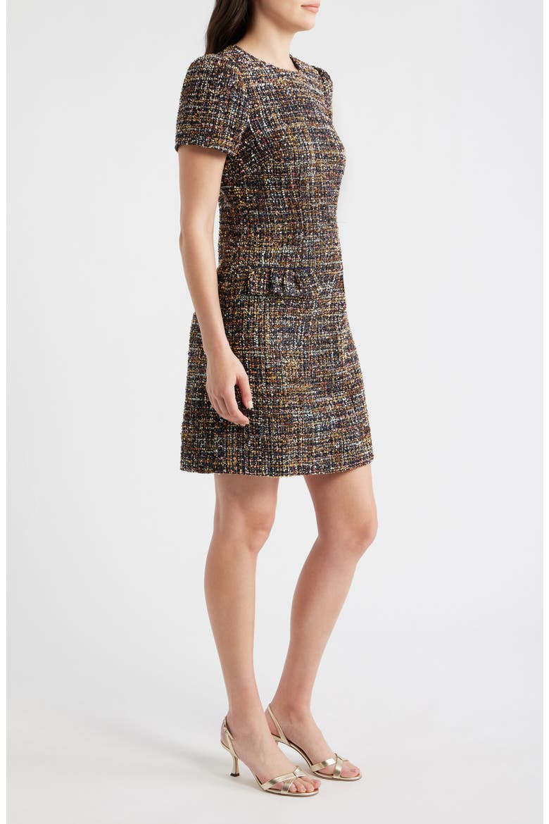 Jewel Neck Tweed Shift Dress, Alternate, color, NAVY MULTI