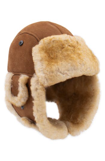 Surell Genuine Shearling Trooper Hat In Misty