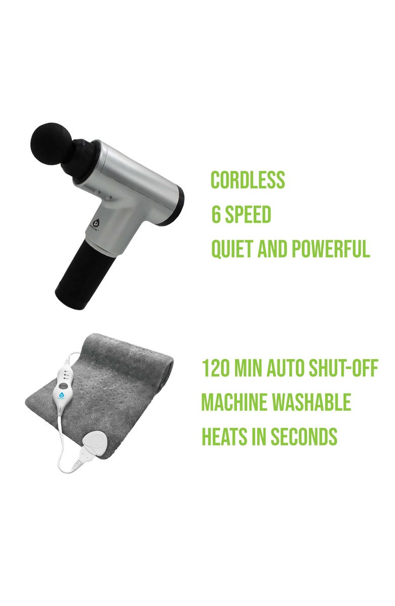 PURSONIC 6 Speed Massage Gun & Electric Heating Pad, Alternate, color, Grey