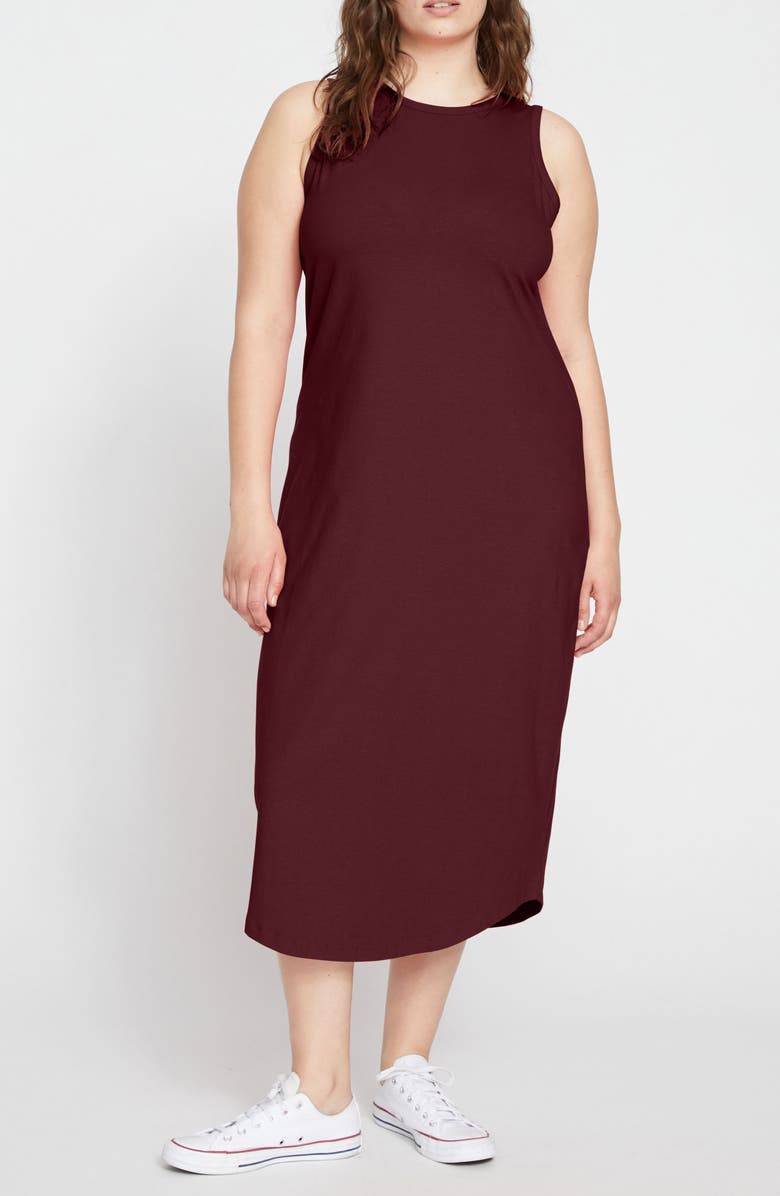 Universal Standard Cal Tank Midi Dress, Main, color, Black Cherry Red
