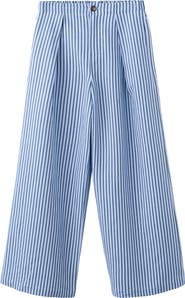 MANGO Striped Wide Leg Pleated Trousers