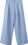MANGO Striped Wide Leg Pleated Trousers