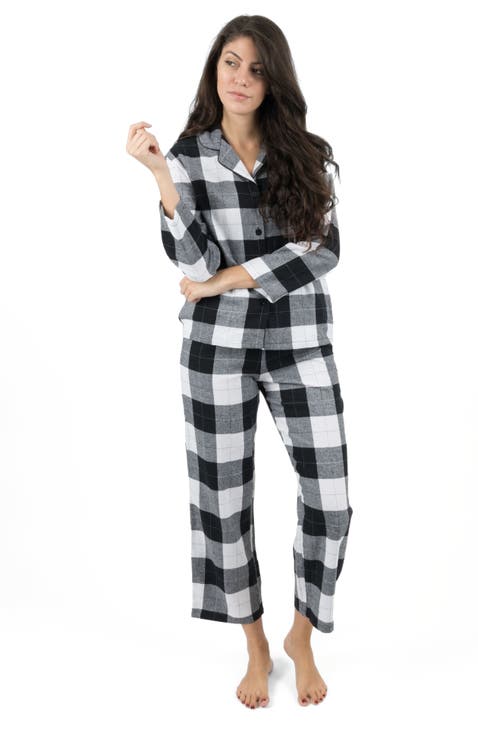 Women's Cotton Flannel Printed Holiday Pajama Set