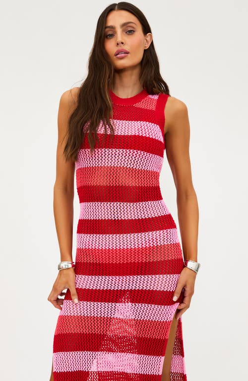 Beach Riot Holly Rose Sheer Open Knit Cover-up Dress In Pink