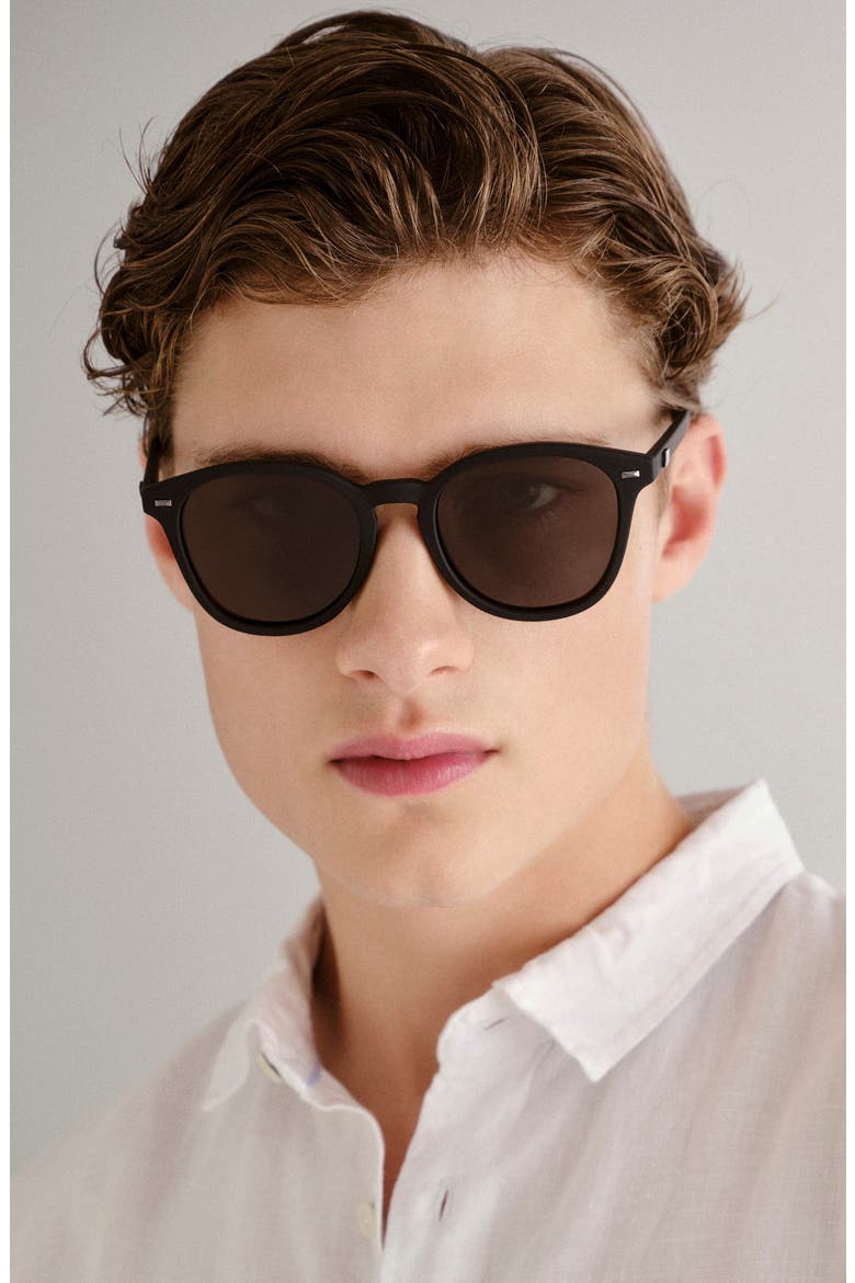 Bandwagon 51mm Sunglasses, Alternate, color, BLACK RUBBER