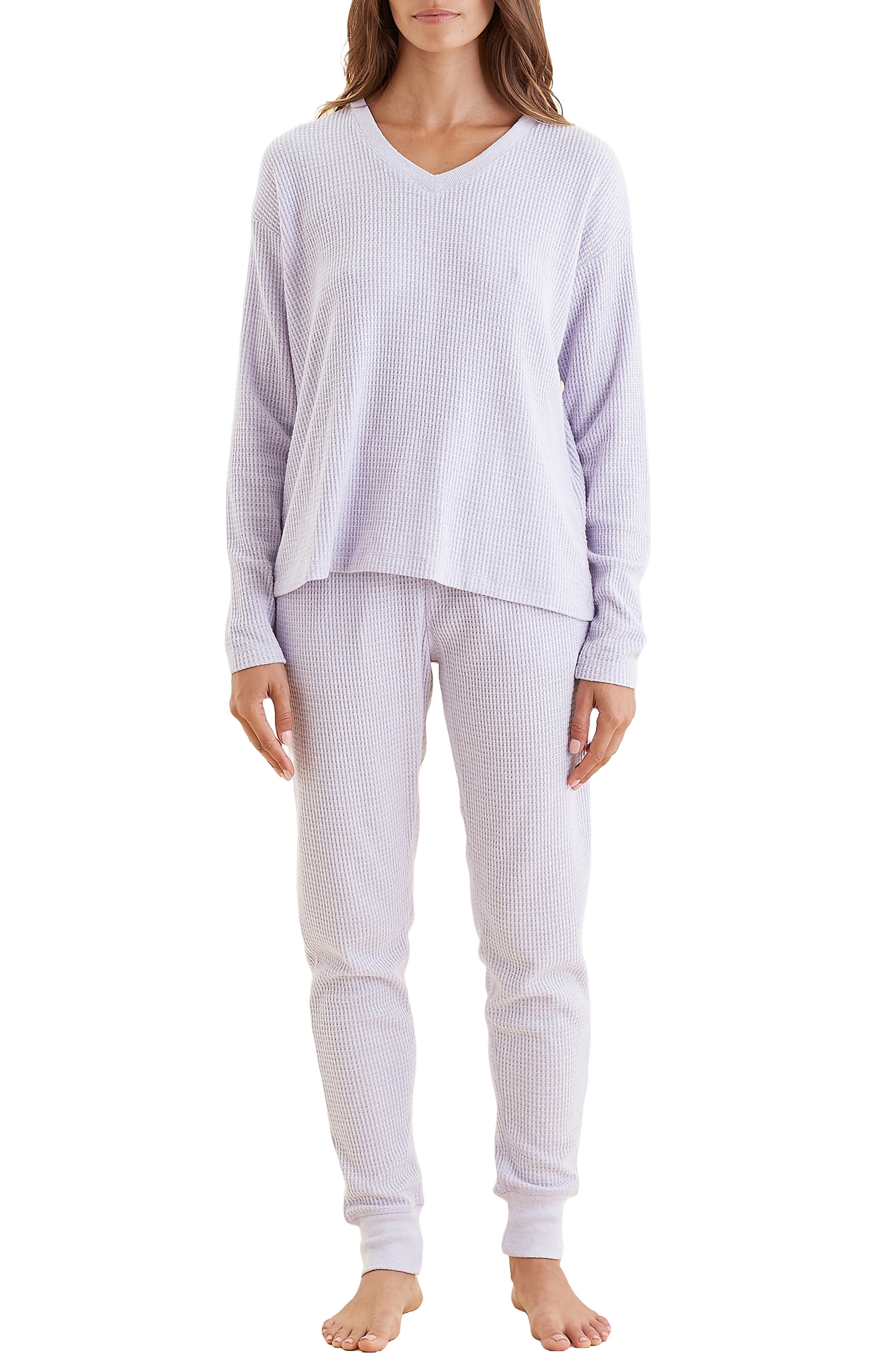 Papinelle Waffle Knit Pajamas in Misty Lilac Marle 