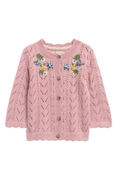 Kids' Floral Embroidered Cotton Cardigan