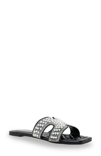 CHASE & CHLOE CHASE AND CHLOE TESSIE EMBELLISHED SLIDE SANDAL 