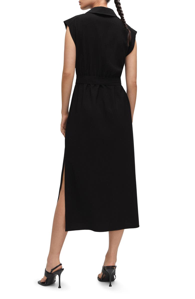 MANGO Belted Shirtdress, Alternate, color, Black
