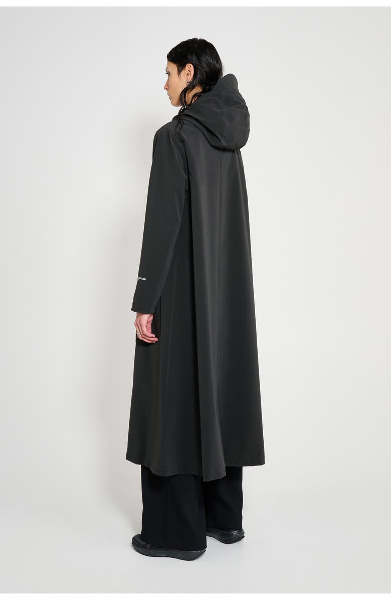 Stutterheim Mosebacke Long Patch Matte Raincoat, Alternate, color, Black