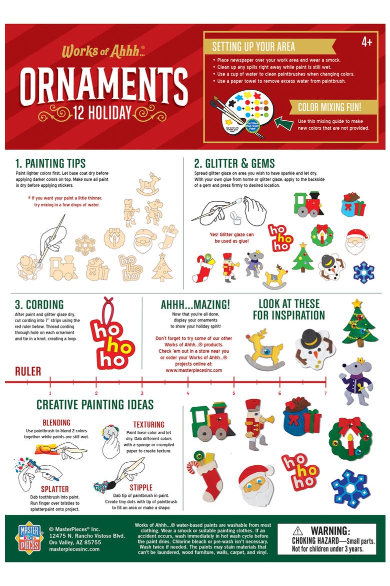 12 Holiday Ornaments Wood Craft Kit, Alternate, color, Multicolor