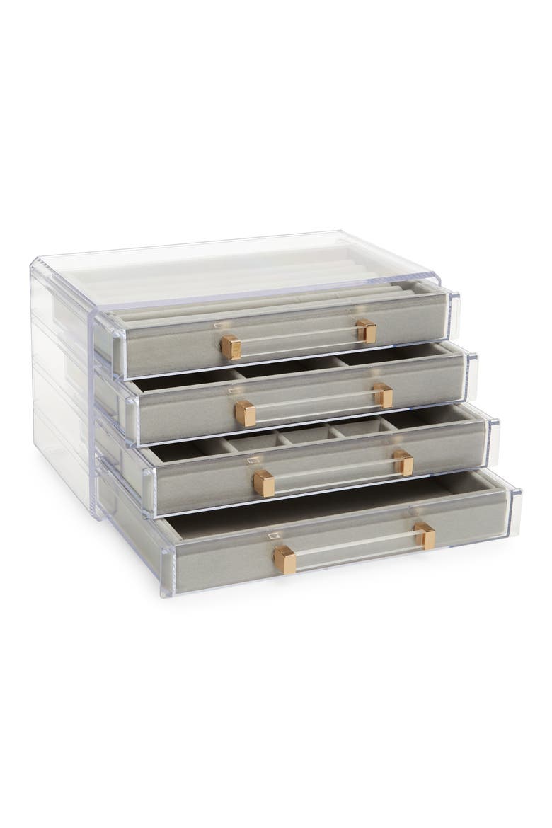 Acrylic Jewelry Tray Organizer, Alternate, color, CLEAR- LIGHT GREY