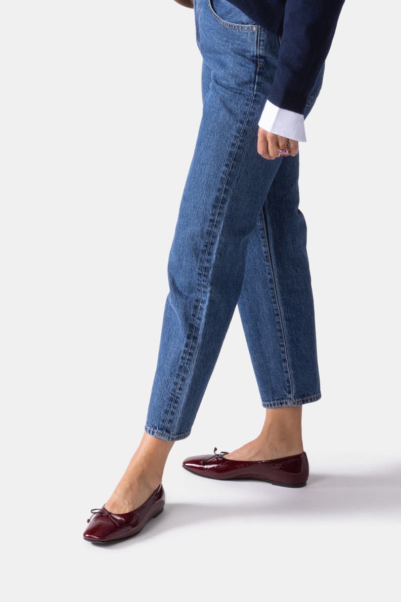 Felicia Square Toe Ballerina Flat, Alternate, color, Burgundy