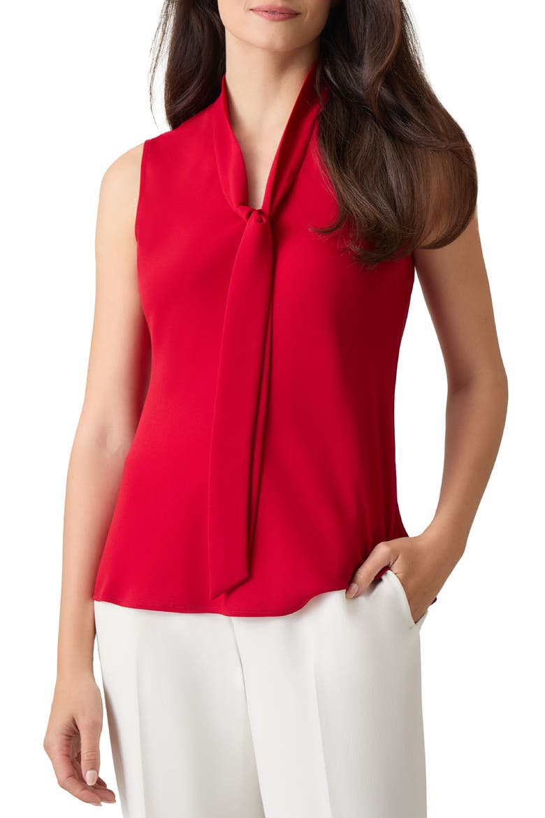 Sleeveless Tie Front Top, Main, color, FIRE RED