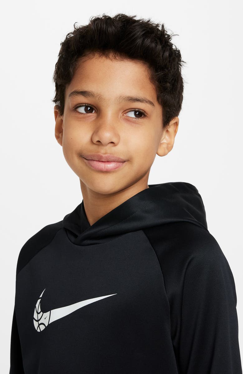 Nike Kids' Basketball Swoosh Therma-FIT Graphic Hoodie, Alternate, color, 