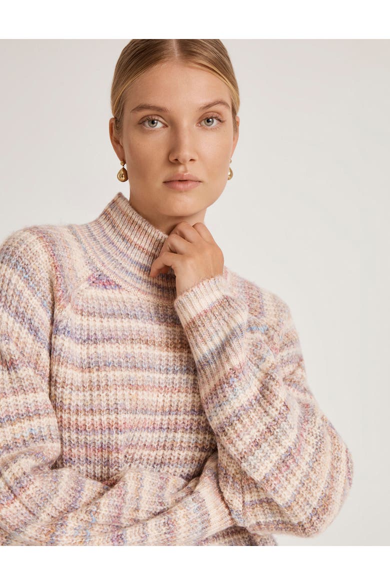 Helen Funnel Neck Knitted Sweater, Alternate, color, Pink Stripe