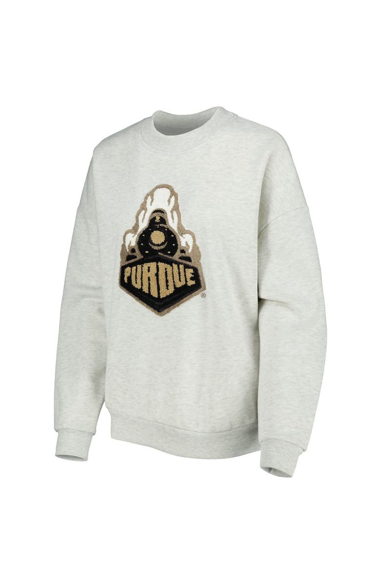 GAMEDAY COUTURE Women's Gameday Couture Heather Gray Purdue Boilermakers Chenille Patch Fleece Pullover Sweatshirt, Alternate, color,