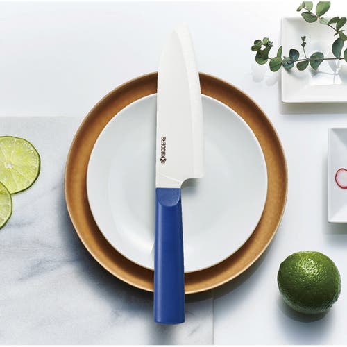 Kyocera Innovationwhite 5.5-inch Ceramic Santoku Knife, White Blade In Blue