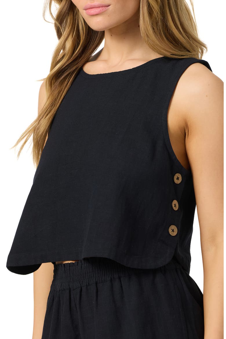 Sanders Side Button Crop Tank, Alternate, color, BLACK