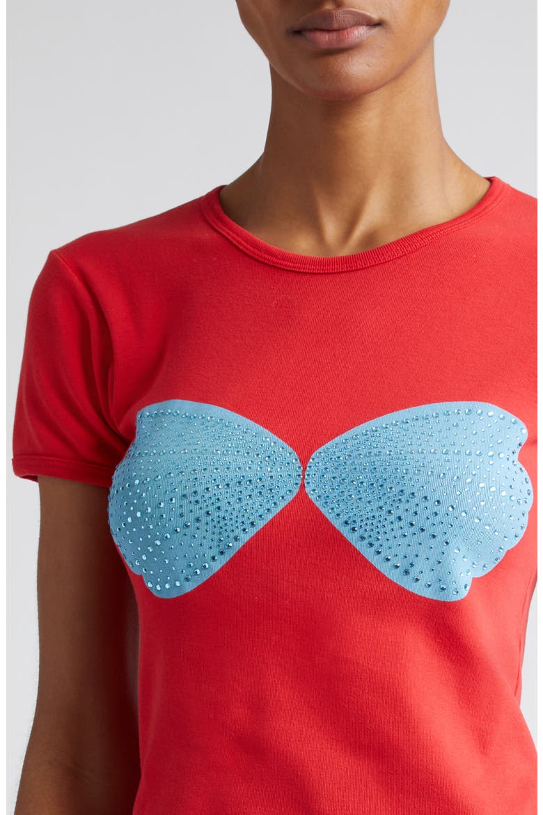 x Disney 'The Little Mermaid' Rhinestone Seashell Cotton Baby Tee (Nordstrom Exclusive), Alternate, color, RED