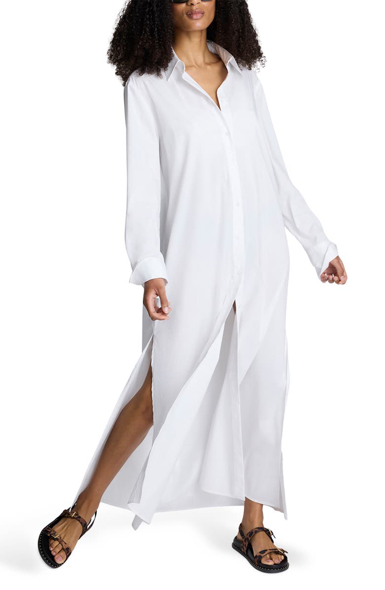 Kenneth Cole Long Sleeve Maxi Poplin Shirtdress, Alternate, color, 