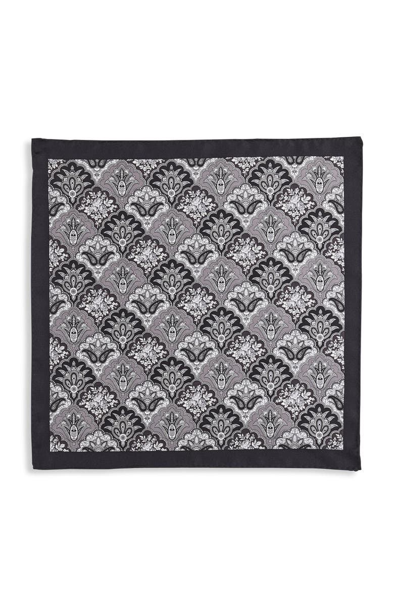 Synrgy by DXL Big
Tall Fall Medallion Silk Pocket Square, Alternate, color, Black
