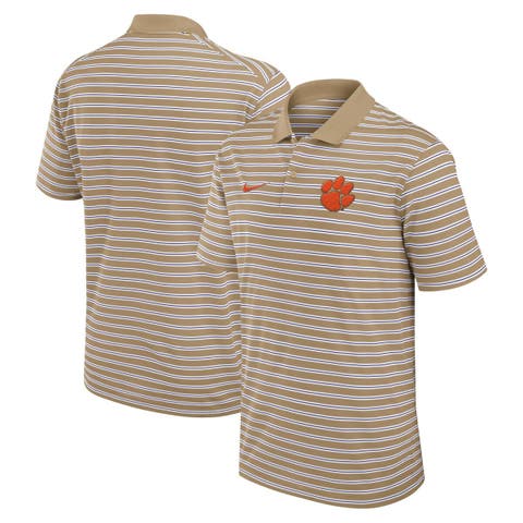 Men's Nike Tan Clemson Tigers Athletic Prep Striped Performance Polo