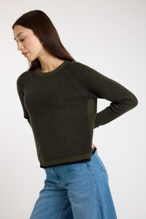 Brodie Pure Cashmere Irene Crew Neck 100% Cashmere Sweater In Green