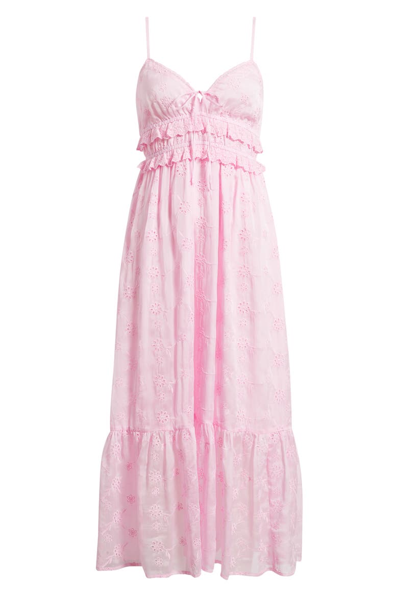 Ruffle Hem Eyelet Dress, Alternate, color, PINK