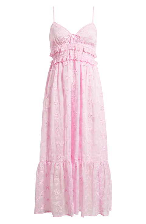 Ruffle Hem Eyelet Dress
