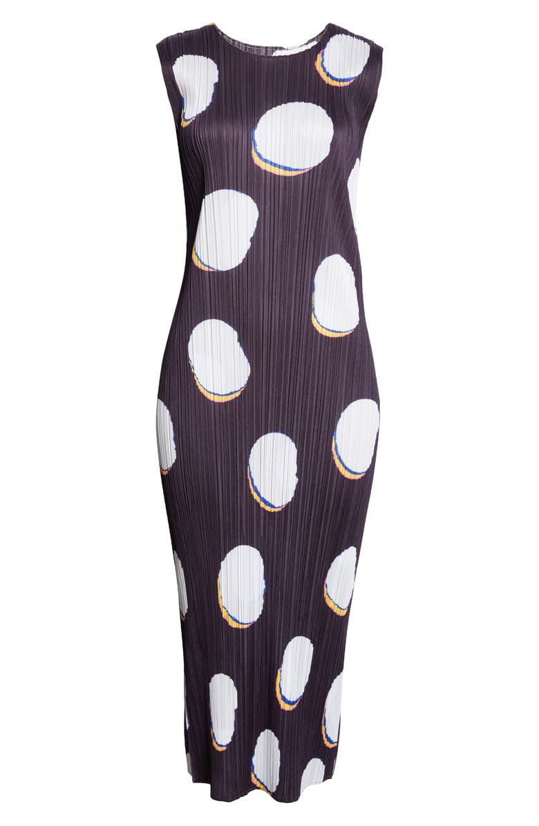 Pleats Please Issey Miyake Bean Dots Pleated Midi Dress, Alternate, color,