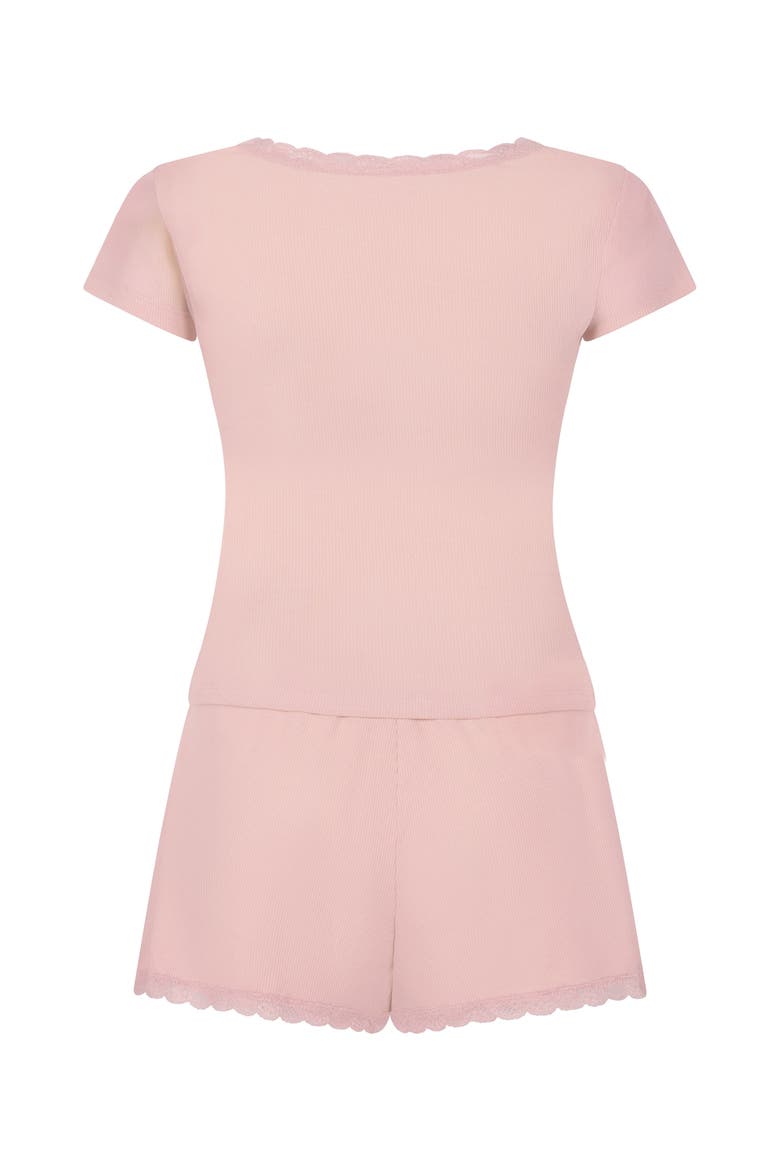 Rib Lace Pyjama Set, Alternate, color, Pale mauve