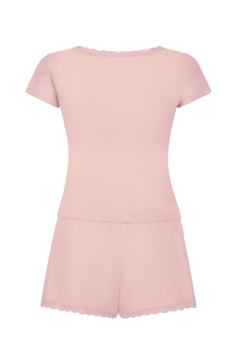 Hunkemöller Rib Lace Pyjama Set, Alternate, color, Pale Mauve